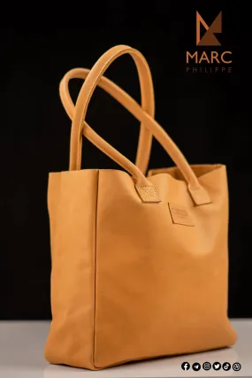 ACACIA CAMEL - Sac à main en cuir type Cabas couleur Camel