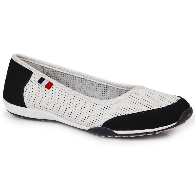 Ballerines Filippo ajourées blanches et bleu marine pour femme