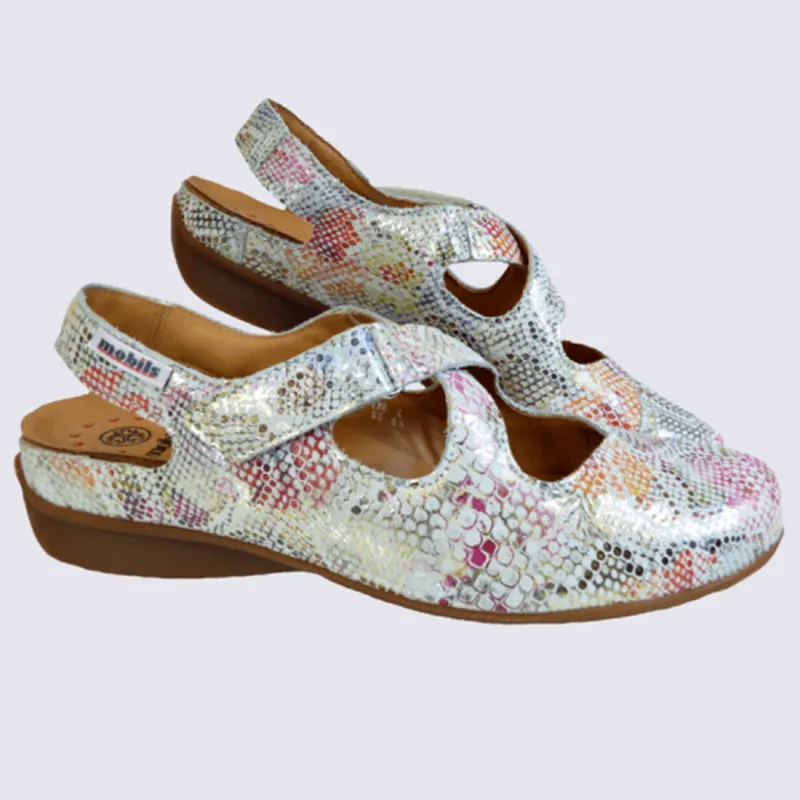 Ballerines Mobils, ballerines avec imprimé animal femme en cuir blanc et rose | Igert Chaussure&Maroquinerie
