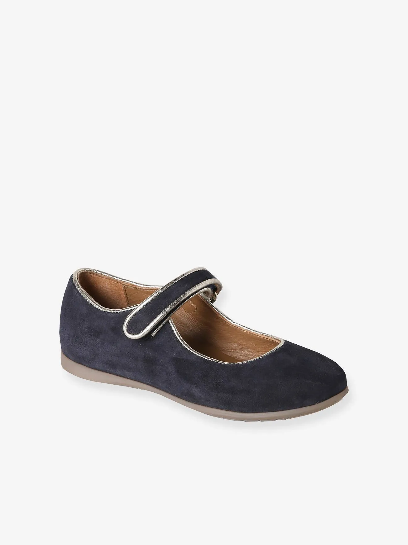 Ballerines scratchées fille marine - Vertbaudet