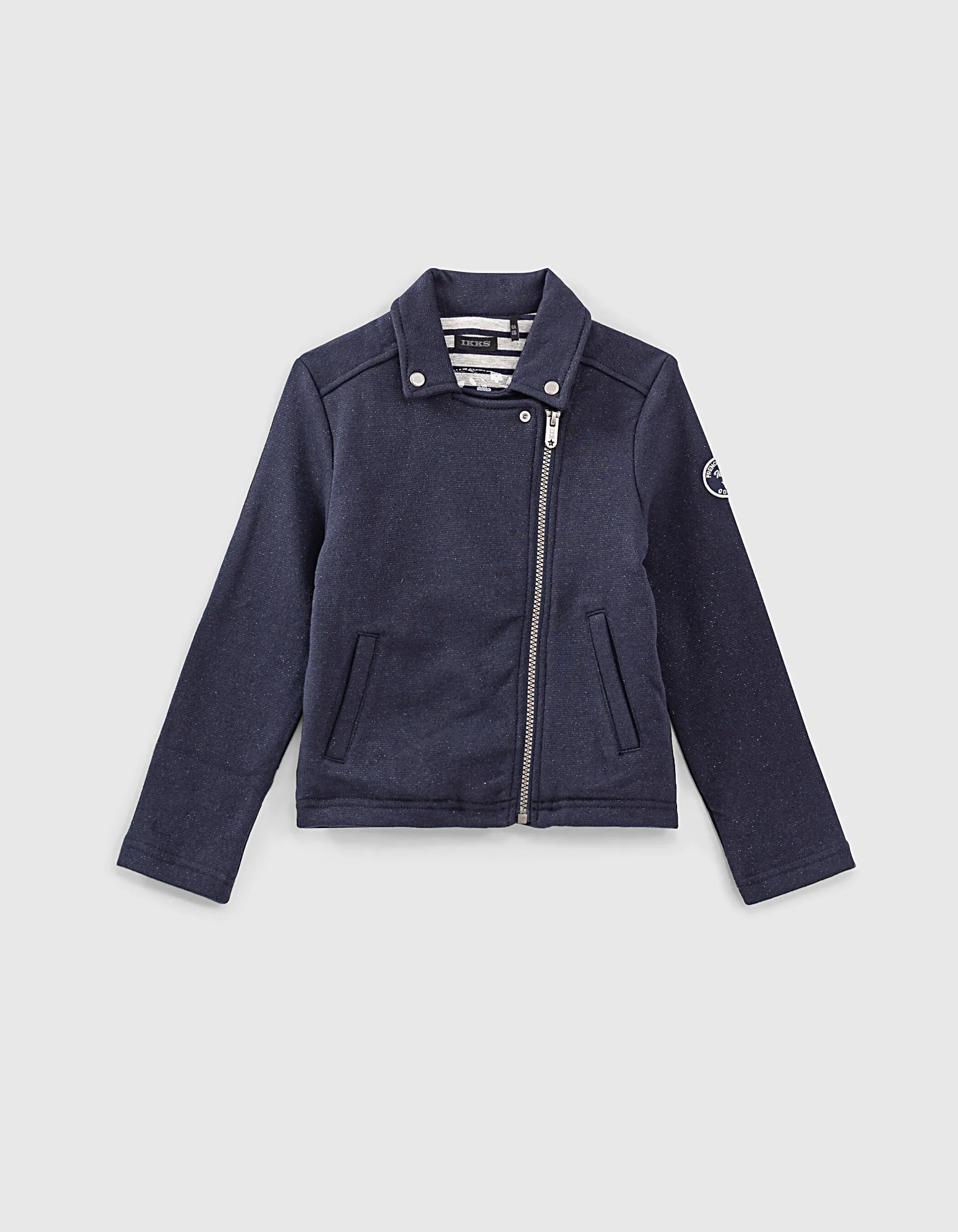Cardigan navy lurex esprit motard fille