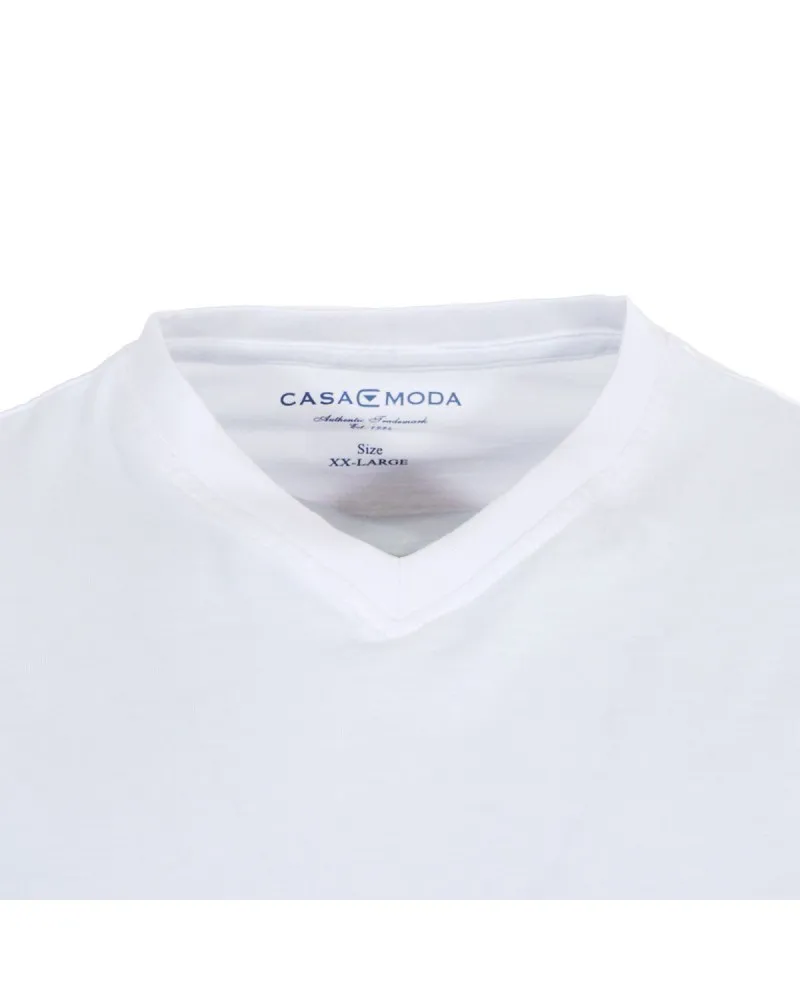Casa Moda Lot 2 tee shirts grande taille Col V Blanc uni en coton - Size-factory