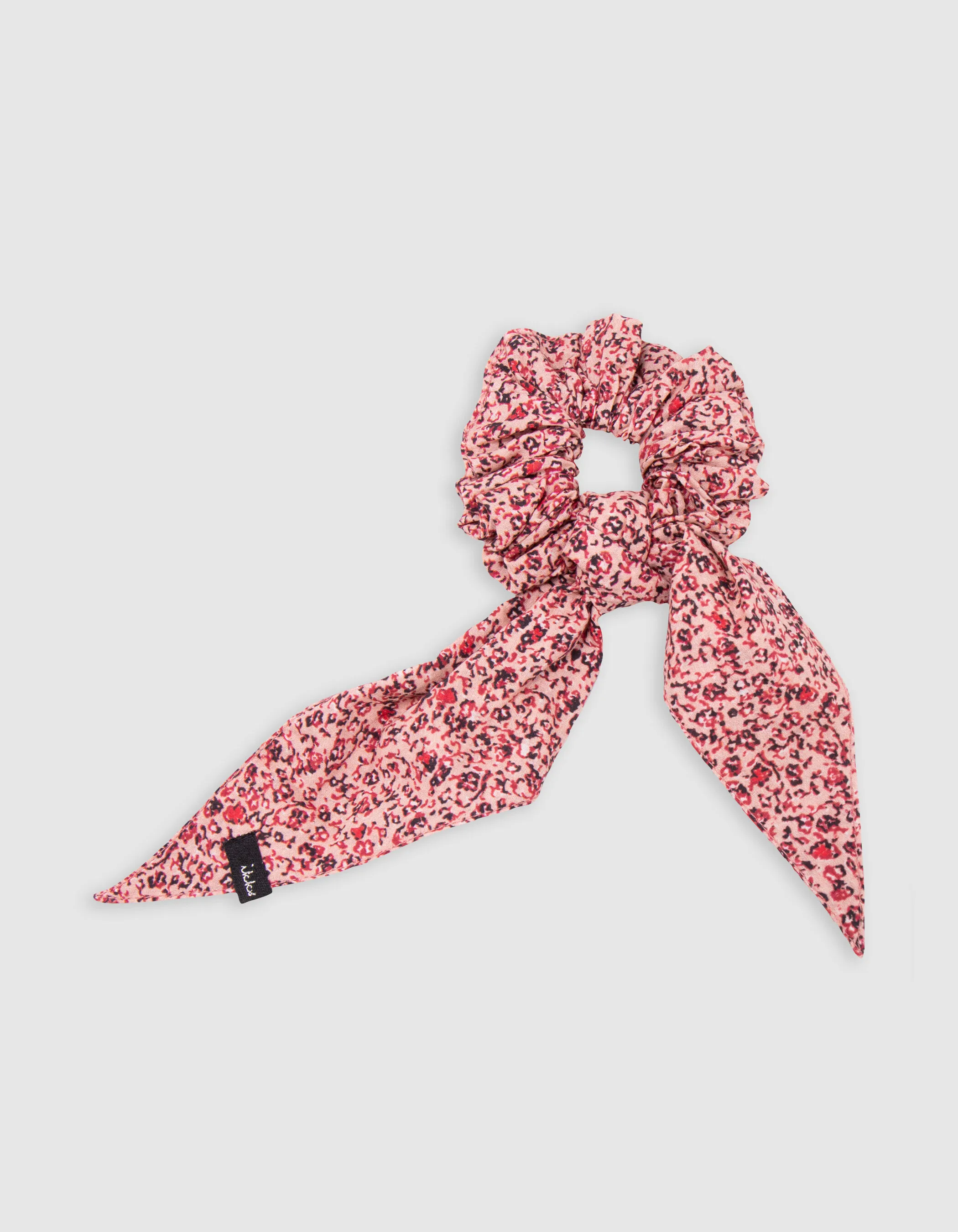 Chouchou-foulchie rose imprimé fleuri fille