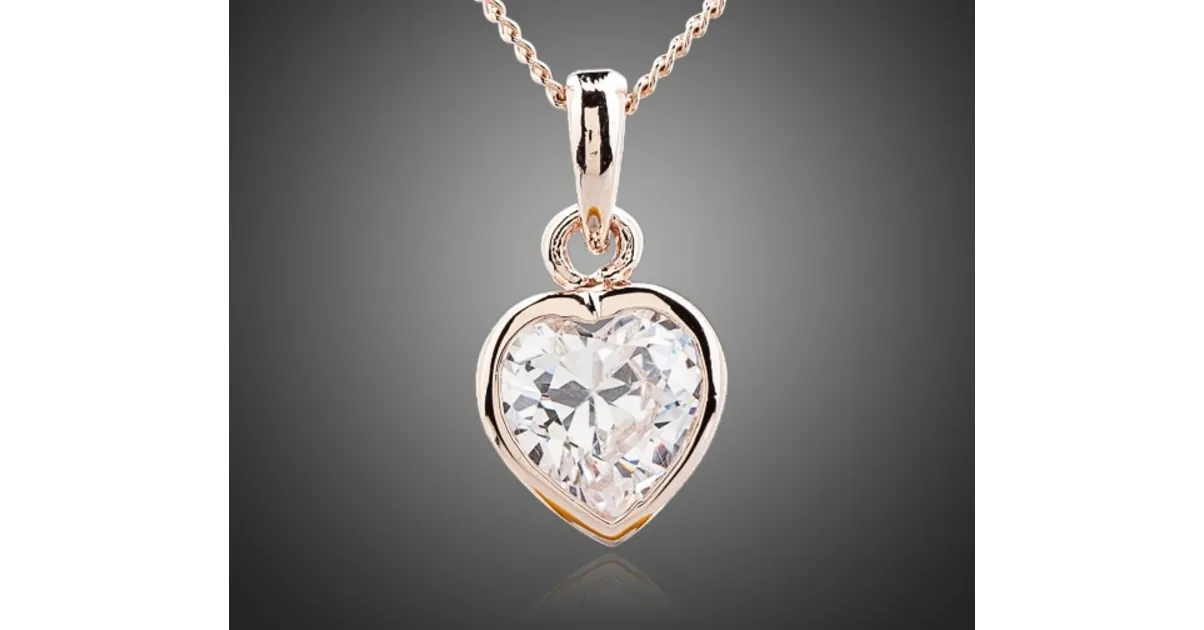 Collier femme Coeur Cristal Or Rose
