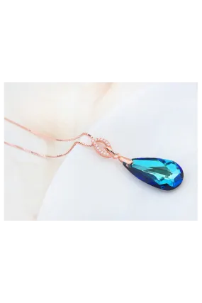 Collier pierre bleu tendance femme en argent doré
