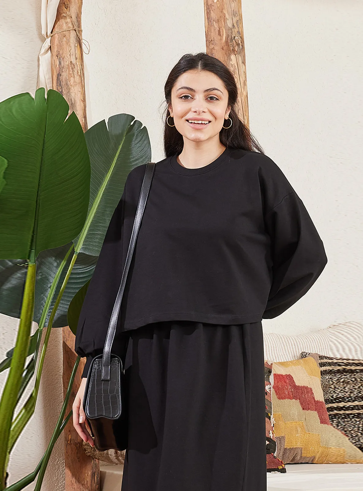 Crew neck - Black - Cotton - Sweat-shirt