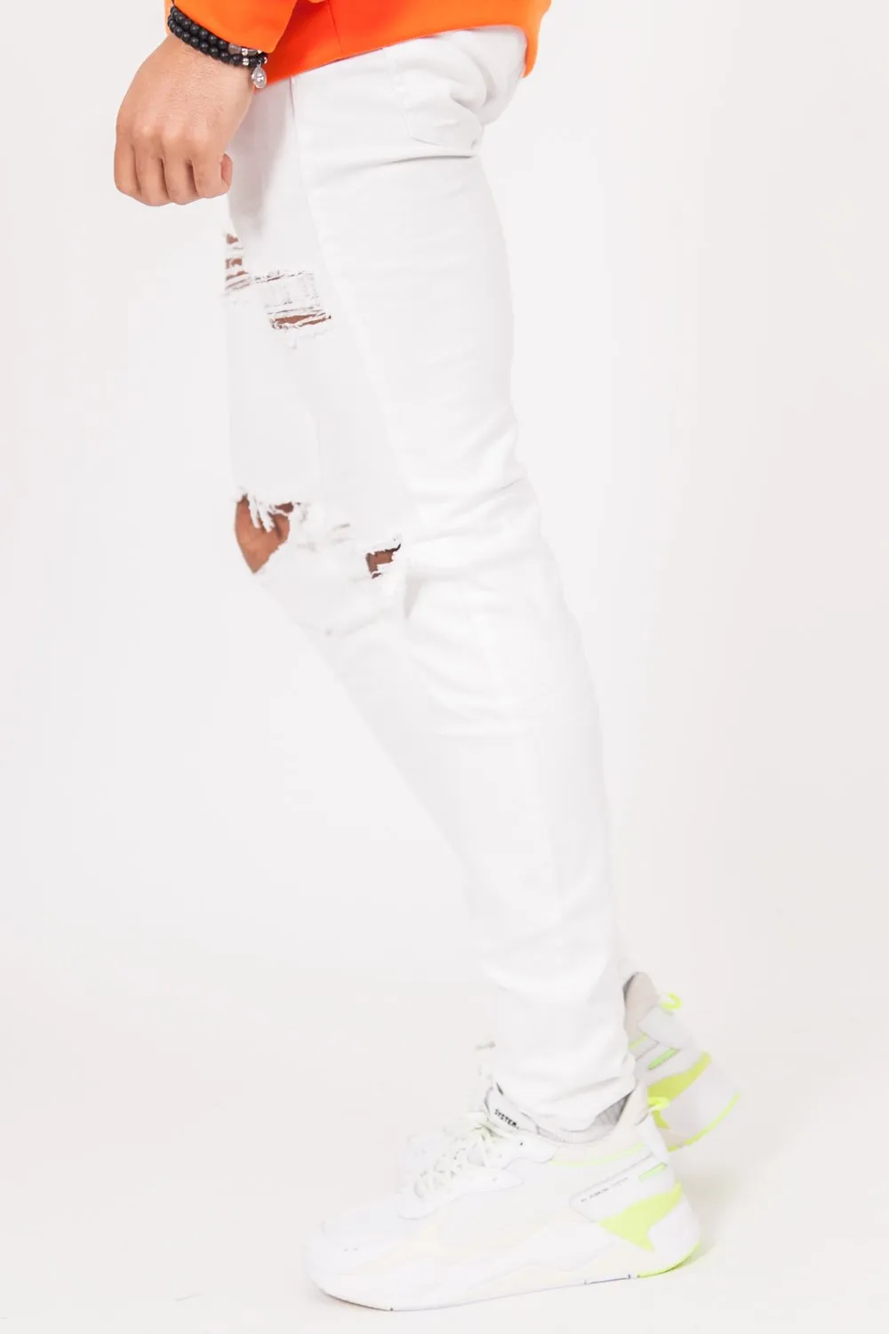 Denim ankle zipper white M2457HDE