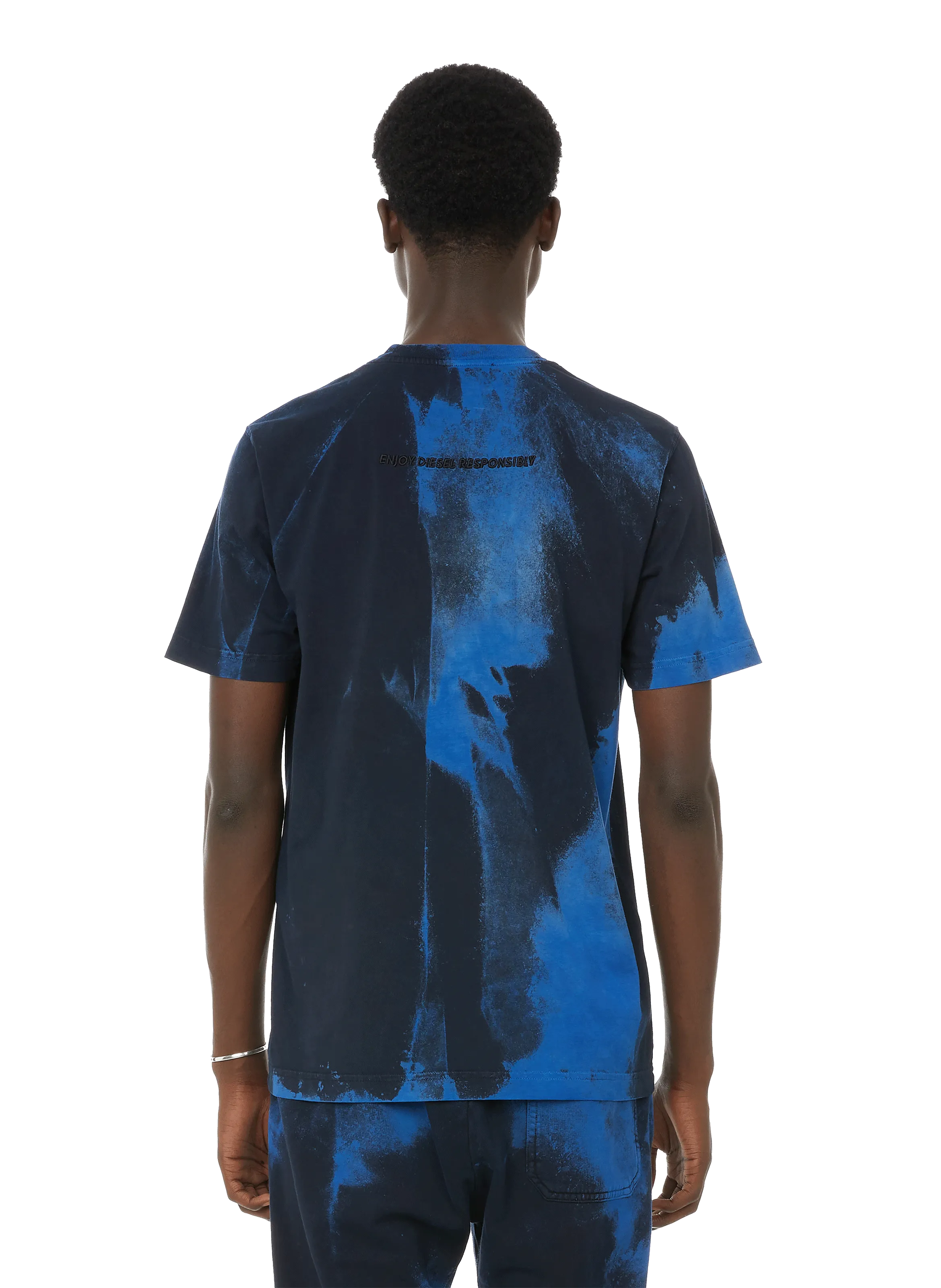 DIESEL  T-shirt imprimé en coton organique - Bleu