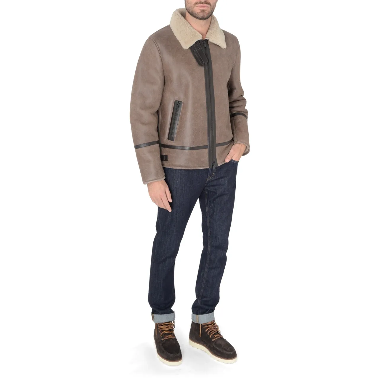 Dondup Veste en peau de mouton marron