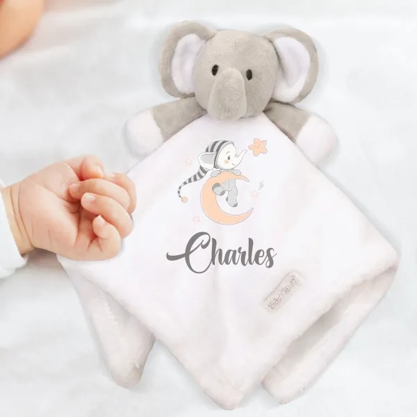 Doudou éléphant blanc Modèle Lune rose