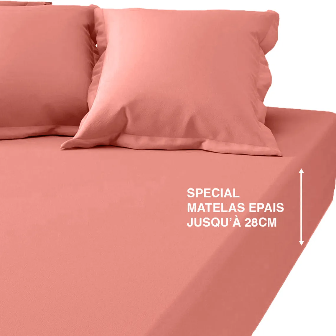 Drap-housse matelas épais coton TERTIO® - pêche | Drap-housse 3 SUISSES