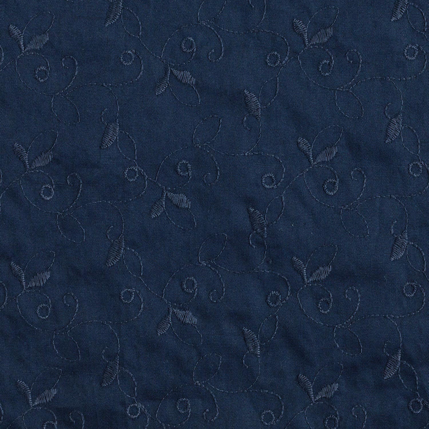 Gabardine stretch Broderie de vrilles – bleu marine