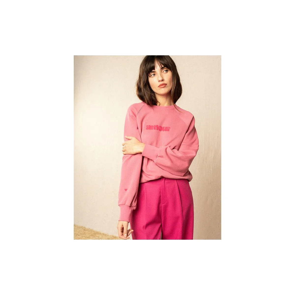 Grace et Mila - Sweat shirt oversize rose