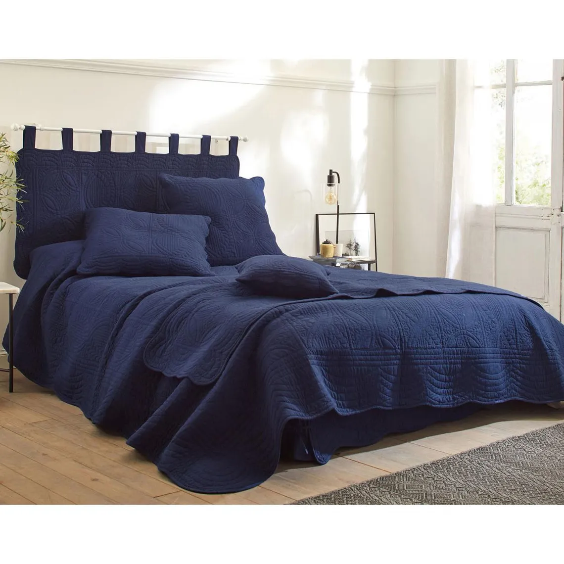 Housse d'oreiller BAILLARGUES bleu marine en coton | 3 Suisses