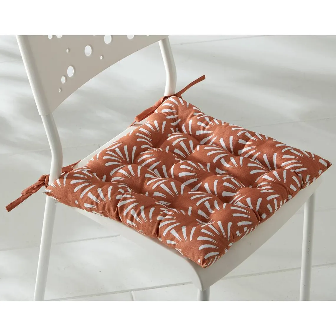 Lot de 2 galettes de chaise spécial extérieur LUBERON terracotta en coton | 3 Suisses