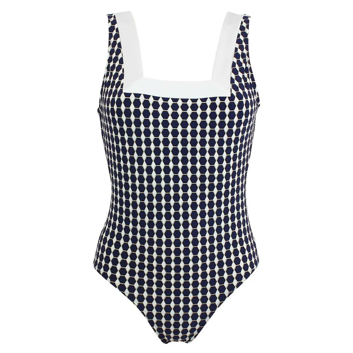 Maillot de bain une pièce encolure - Carrée marine | 3 Suisses