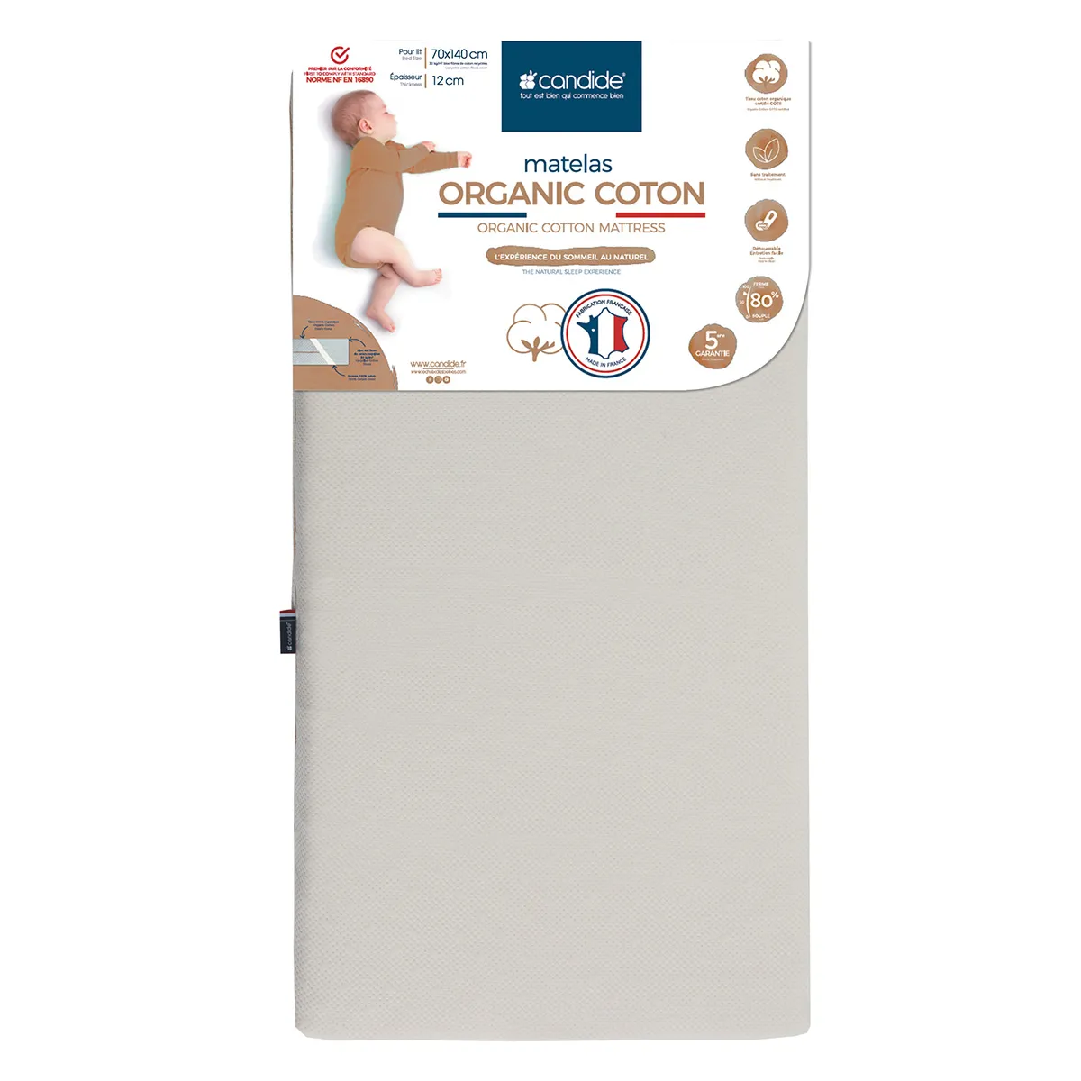 Matelas Organic Coton - 70 x 140 cm
