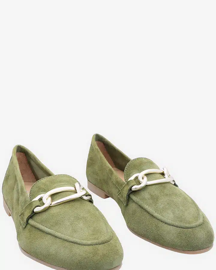Mocassin velours vert chic Femme | Laurel | Adige Chaussures