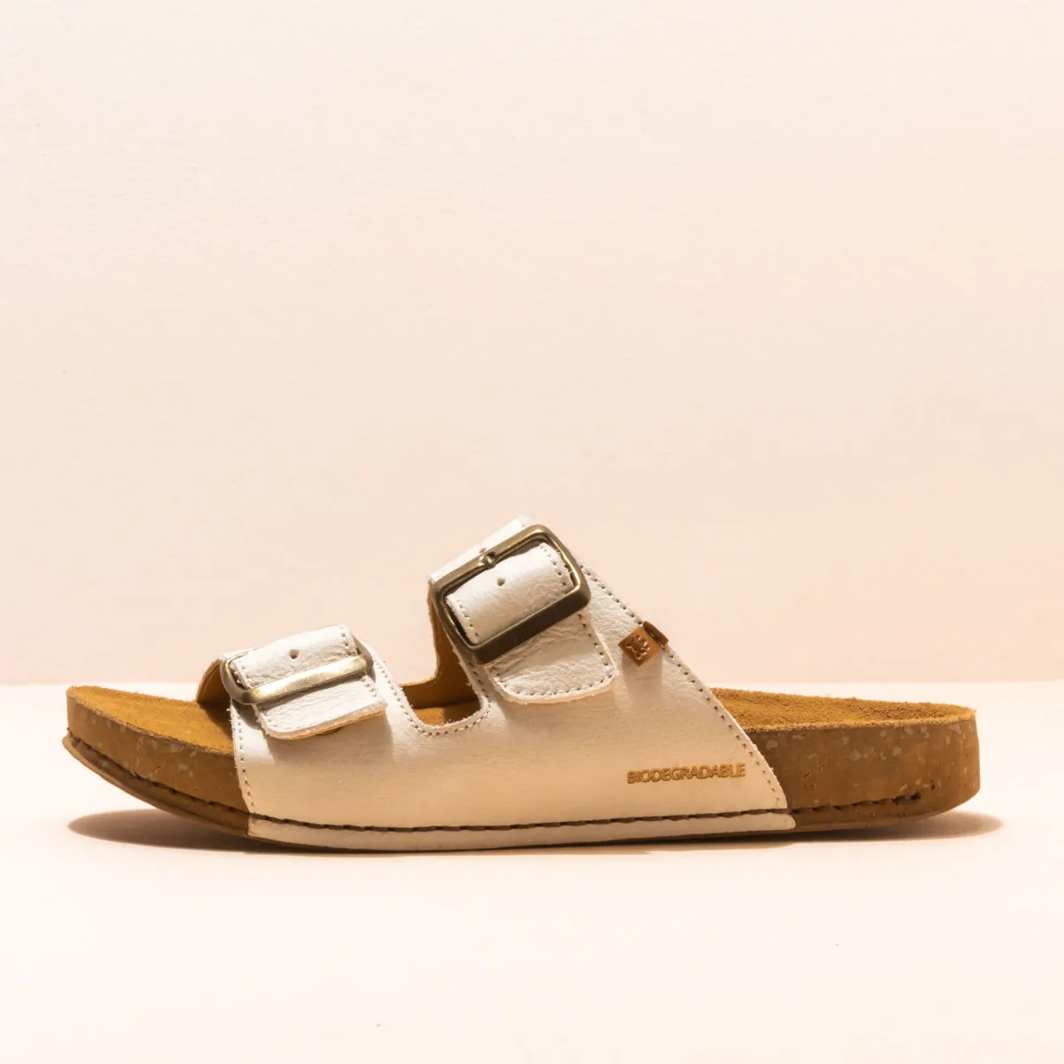 Mules brides en cuir à boucles et semelles ergonomiques - Blanc