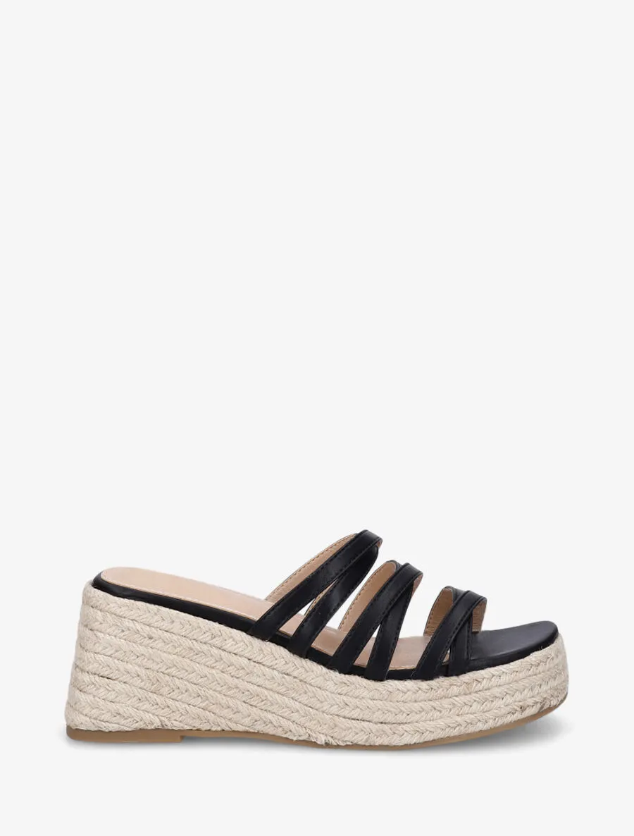 Mules compensées multibrides en simili - Noir
