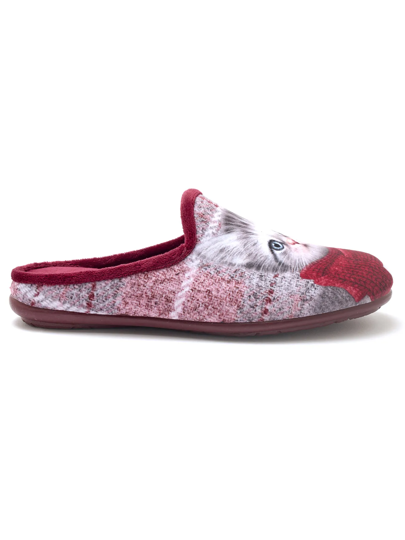 Mules molletonnées motif chaton