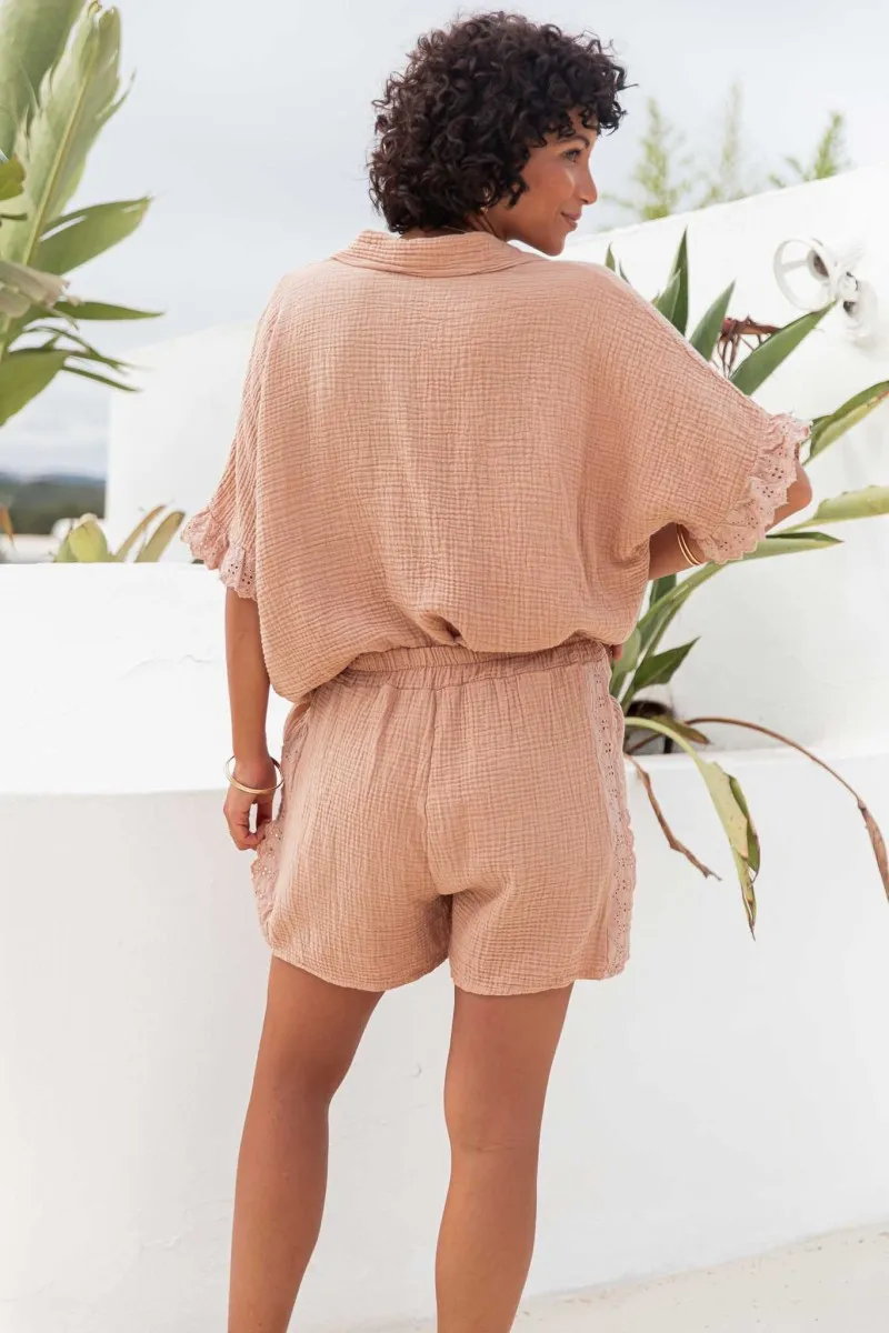 NINON Camel - Ensemble Gaze De Coton femme