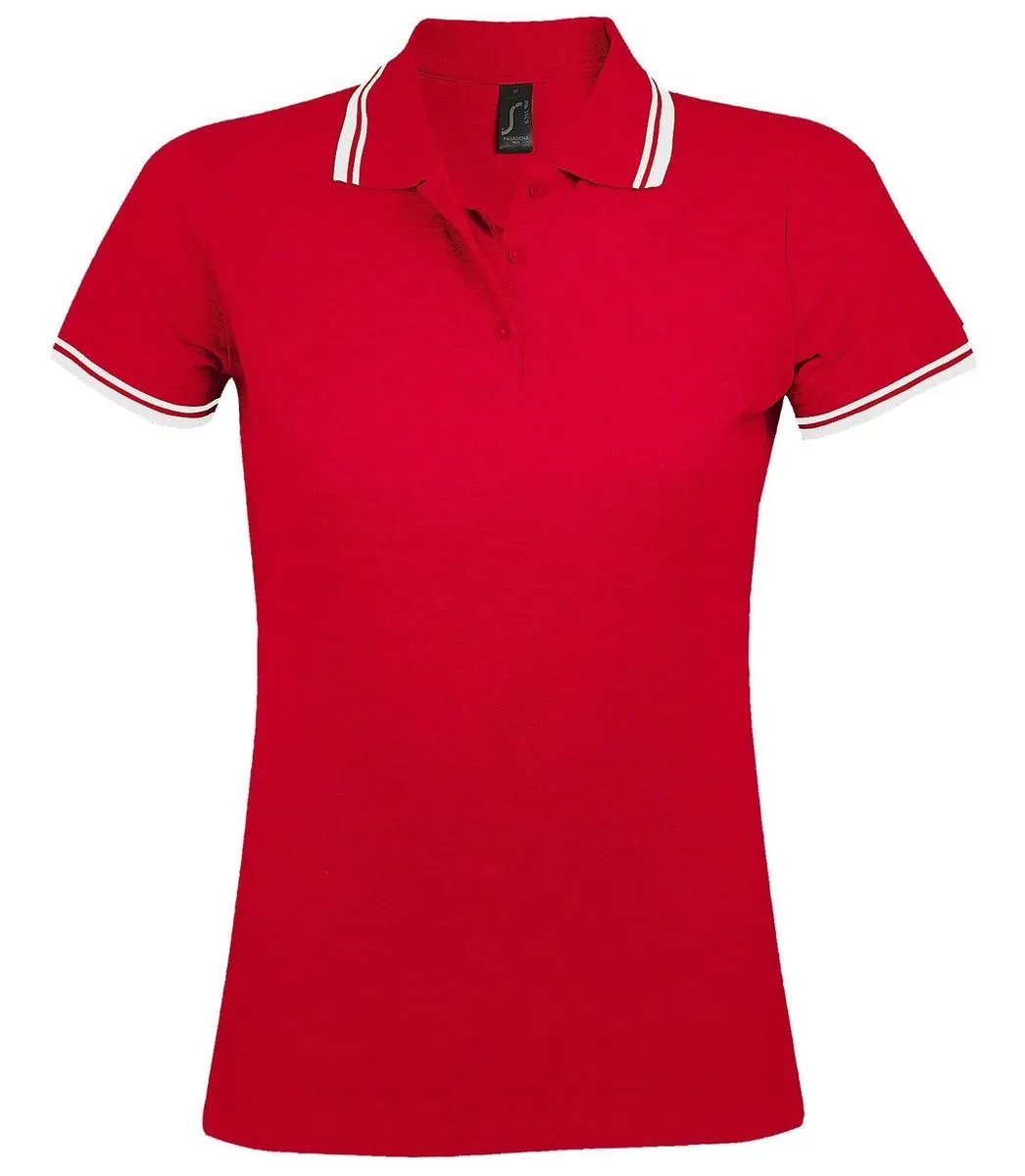 Polo femme - 00578 - rouge et blanc 