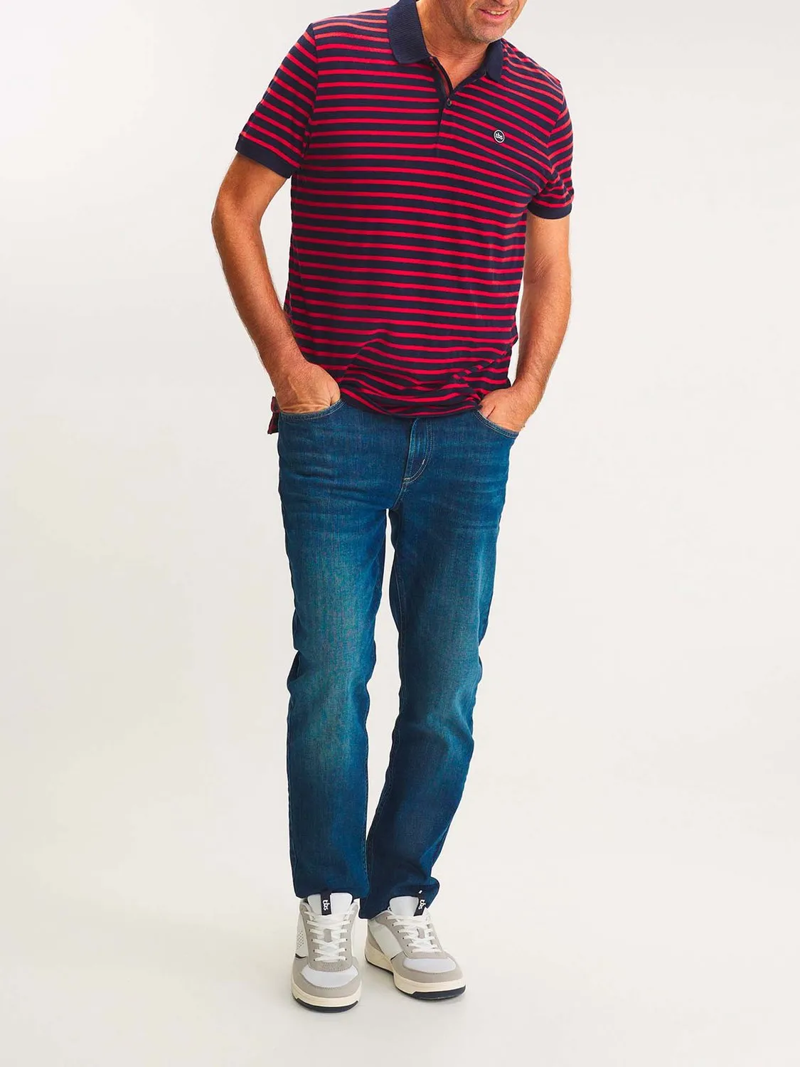 Polo Homme A Rayures Marine et Rouge tbs