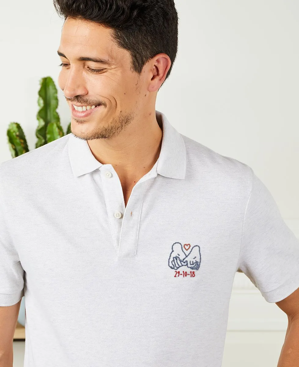 Polo homme Date de rencontre brodé personnalisé