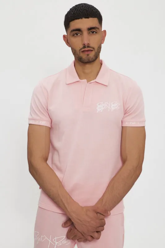 Polo rose brodé