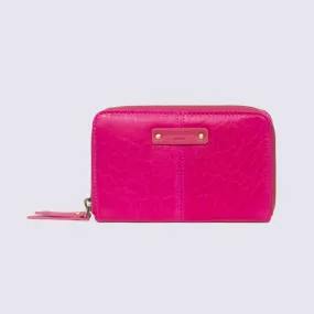 Porte-monnaie Hexagona, porte-monnaie stop RFID femme en cuir rose fuschia | Igert Chaussure&Maroquinerie