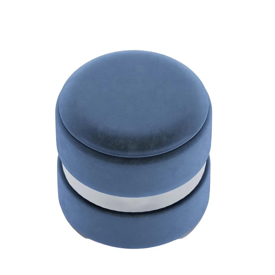 Pouf cylindrique velours avec rangement CAPUCINE bleu marine | 3 Suisses