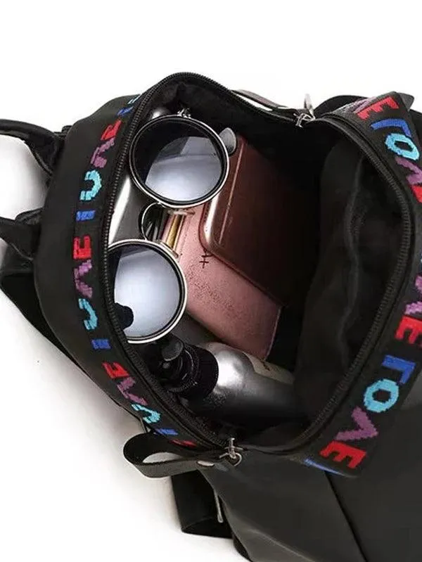 Shein  Lettres Zippé Sac  Dos , Léger , Portable , Repliable Cartable Pour diplmé , adolescentes , étudiant de première année , 