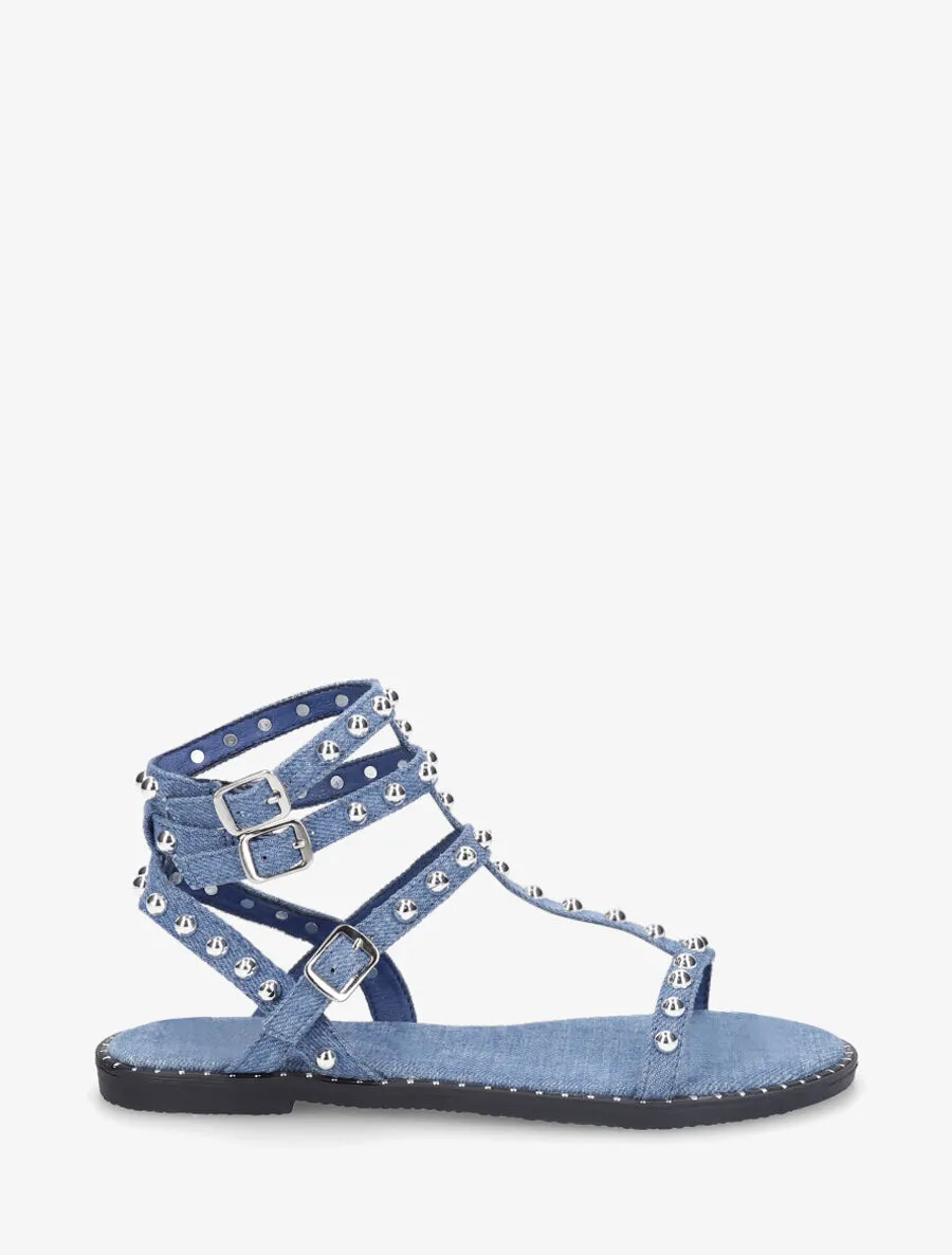 Spartiates en tissu à clous - Bleu denim
