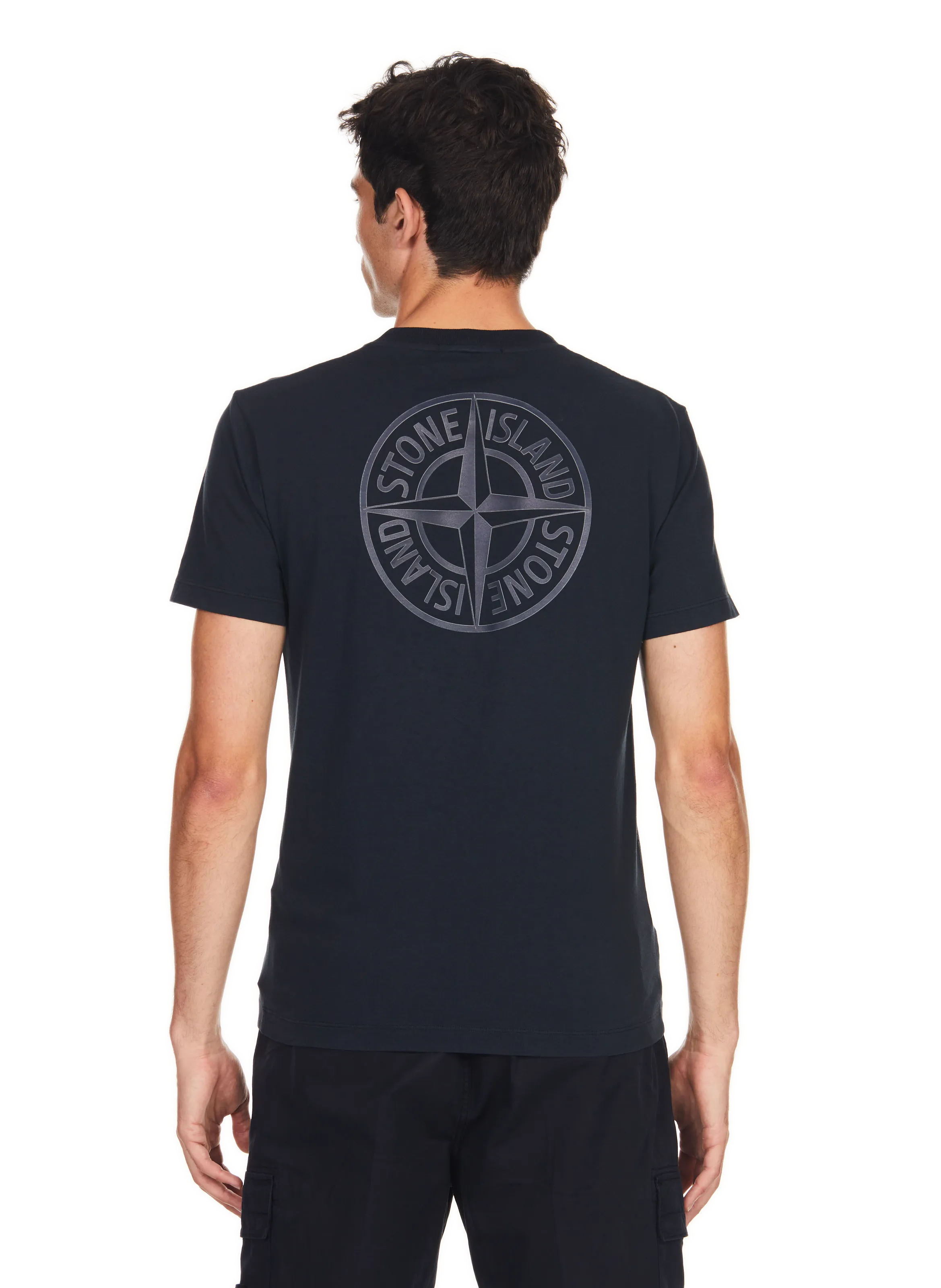 STONE ISLAND  T-shirt avec logo en coton - Bleu