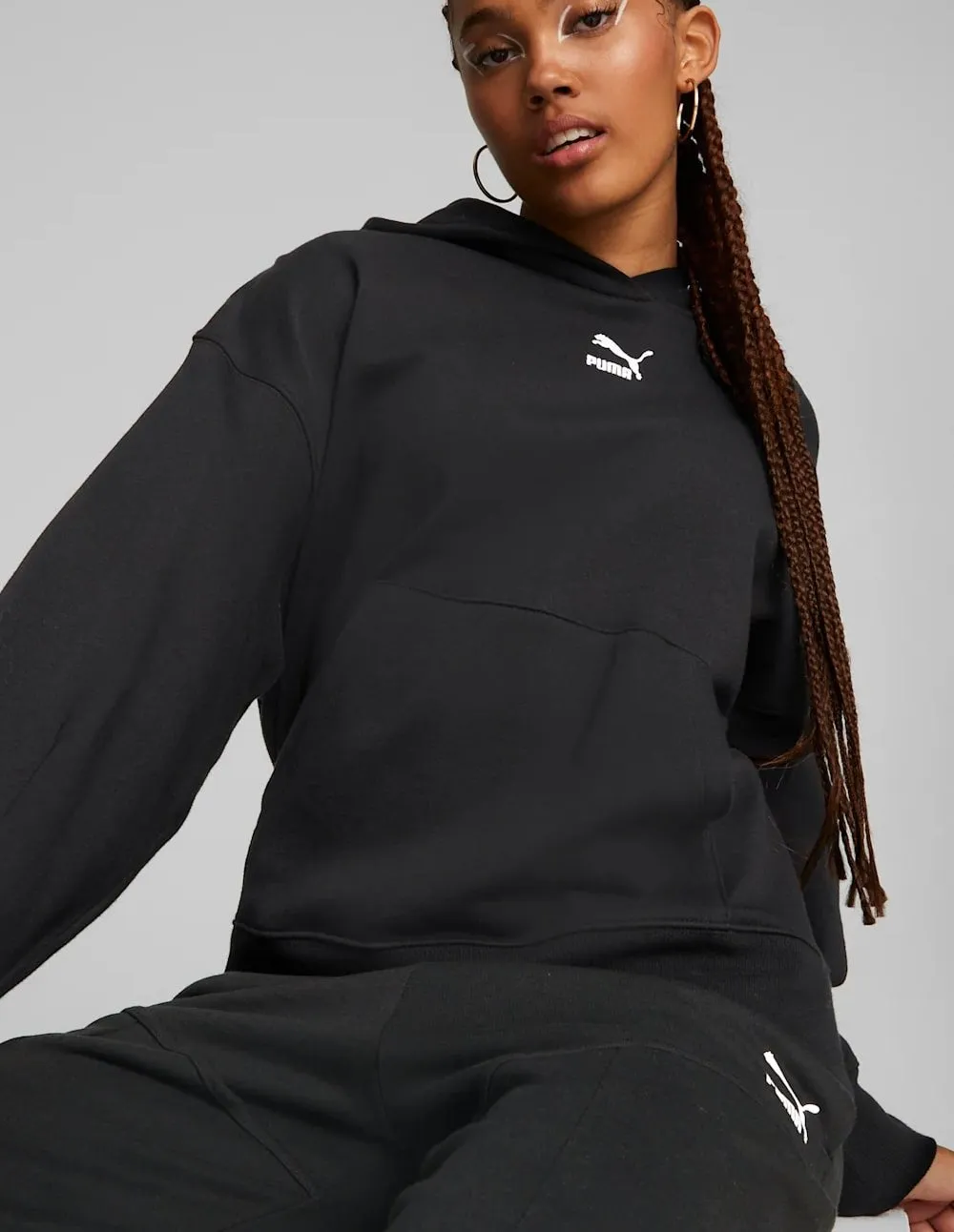 Sudadera con Capucha Puma Classics Oversize Negra Mujer