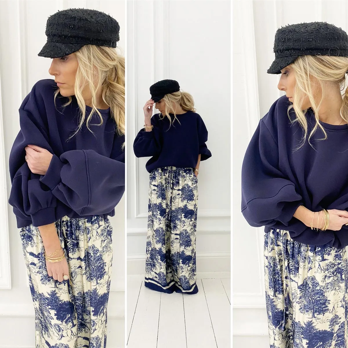 Sweat bleu marine oversize molleton