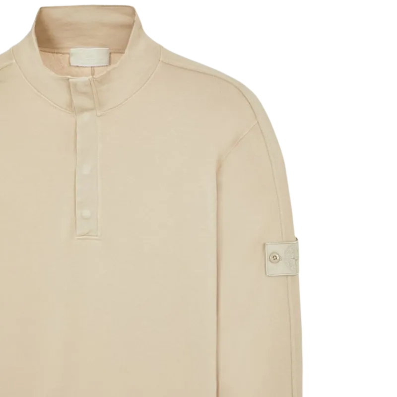 Sweat-shirt GHOST PIECE col montant pression coton beige