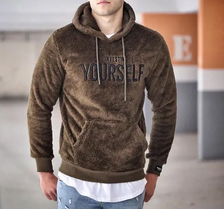 Sweat à capuche douillet beige Hakim