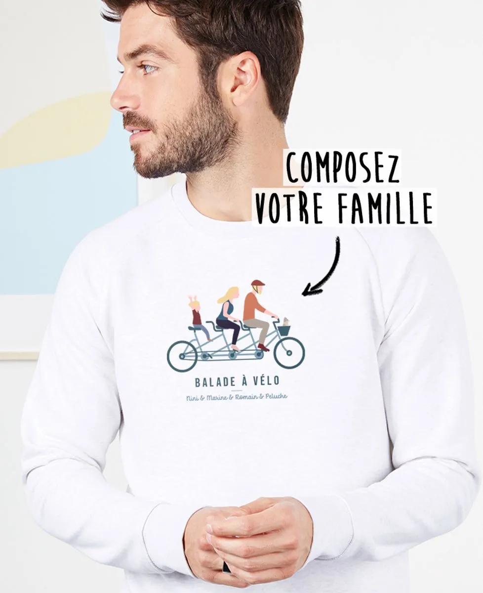 Sweatshirt homme Famille à vélo personnalisé