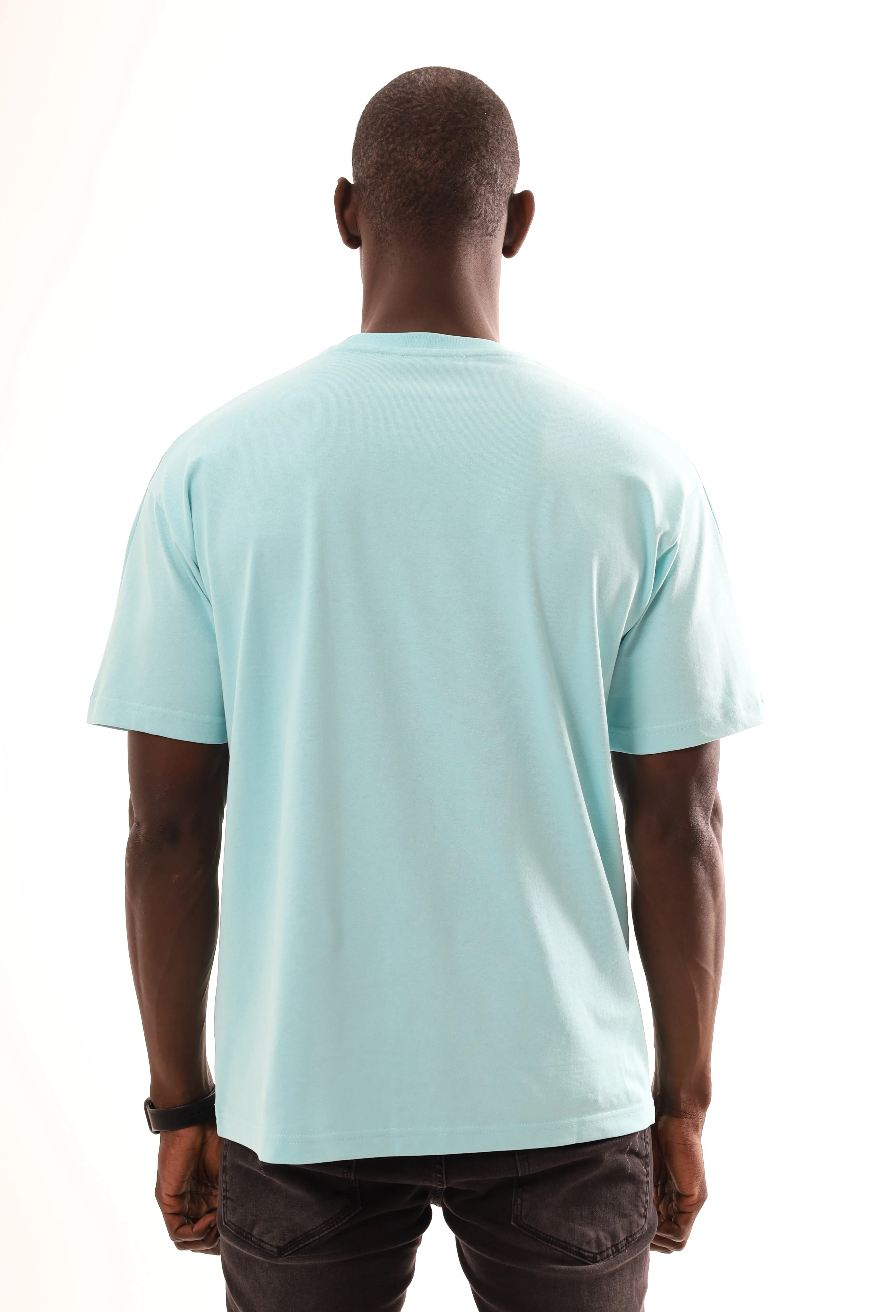T-SHIRT BROD COEUR BLANC 100% COTON - BLEU CIEL