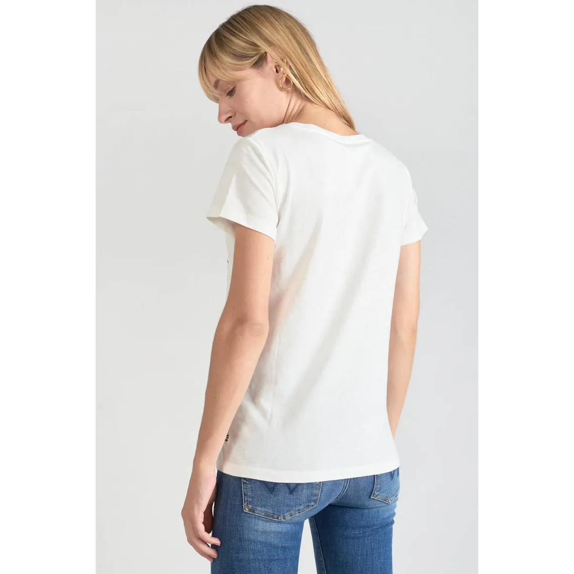 T-shirt Frankie crème imprimé blanc en coton | 3 Suisses