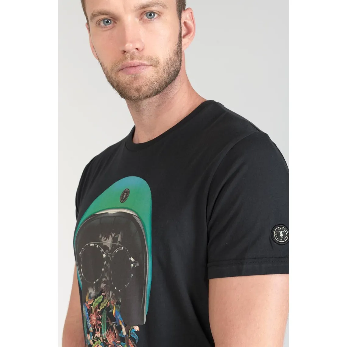 T-shirt Gregor noir imprimé en coton | 3 Suisses