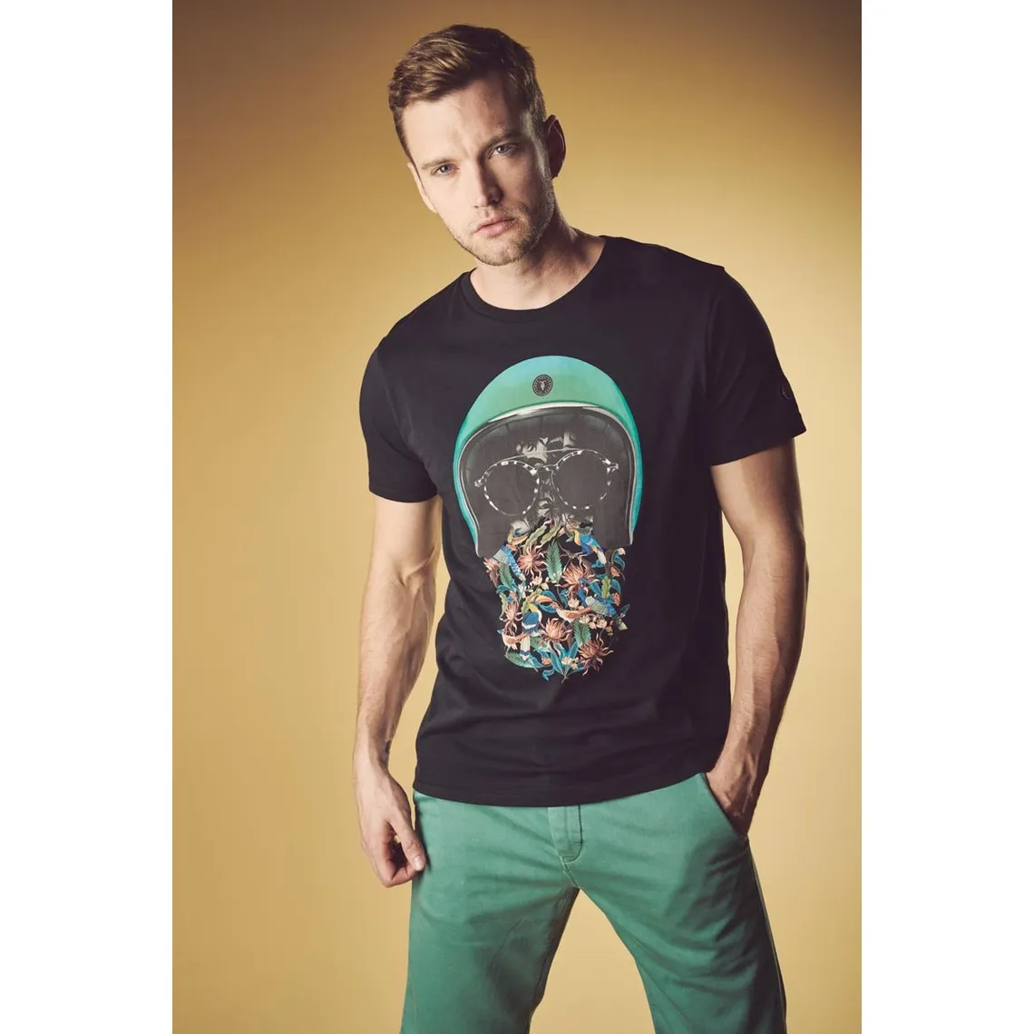 T-shirt Gregor noir imprimé en coton | 3 Suisses