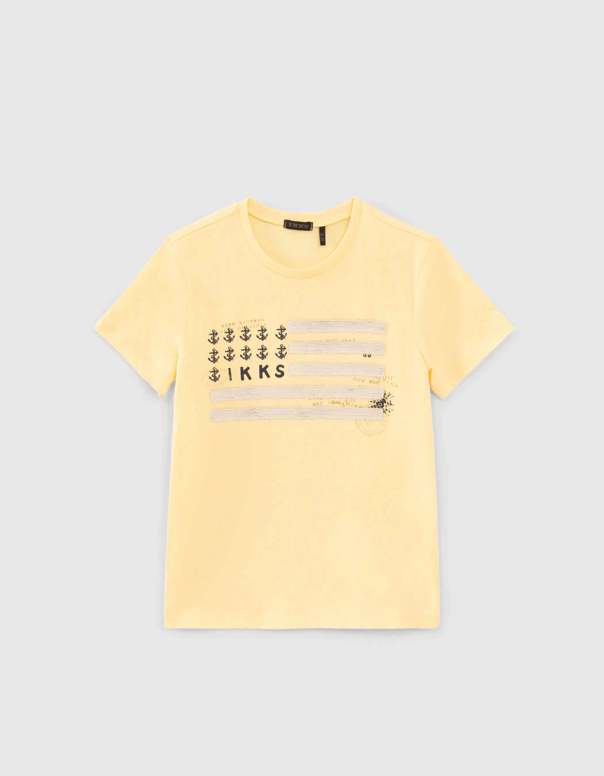 T-shirt jaune coton bio sequins réversibles