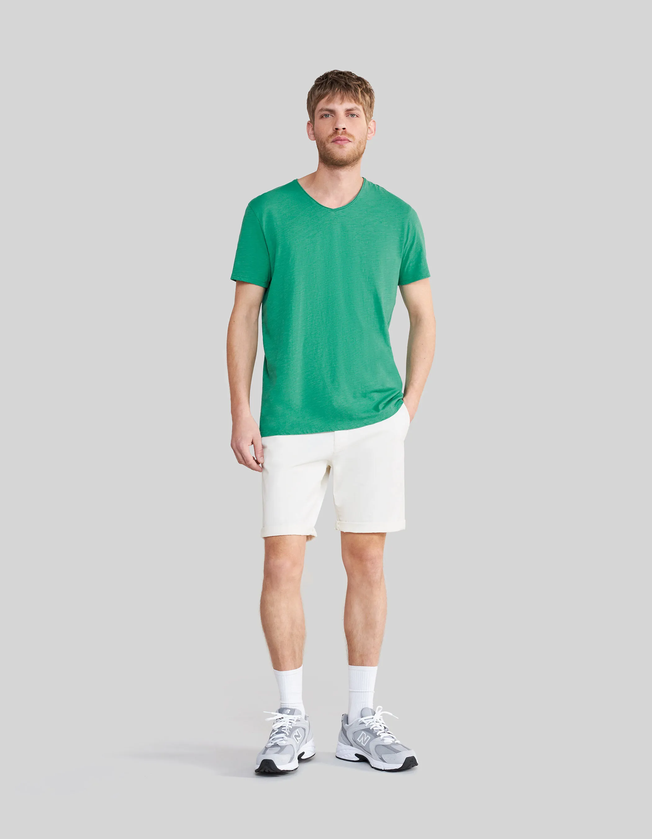 T-shirt L'Essentiel petrol coton bio encolure V Homme