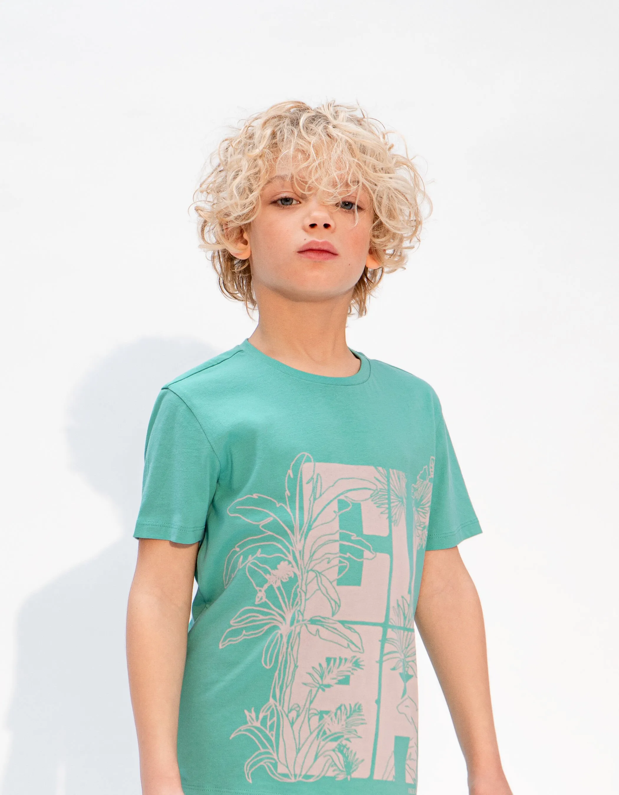 T-shirt vert coton bio maxi typo esprit jungle garçon