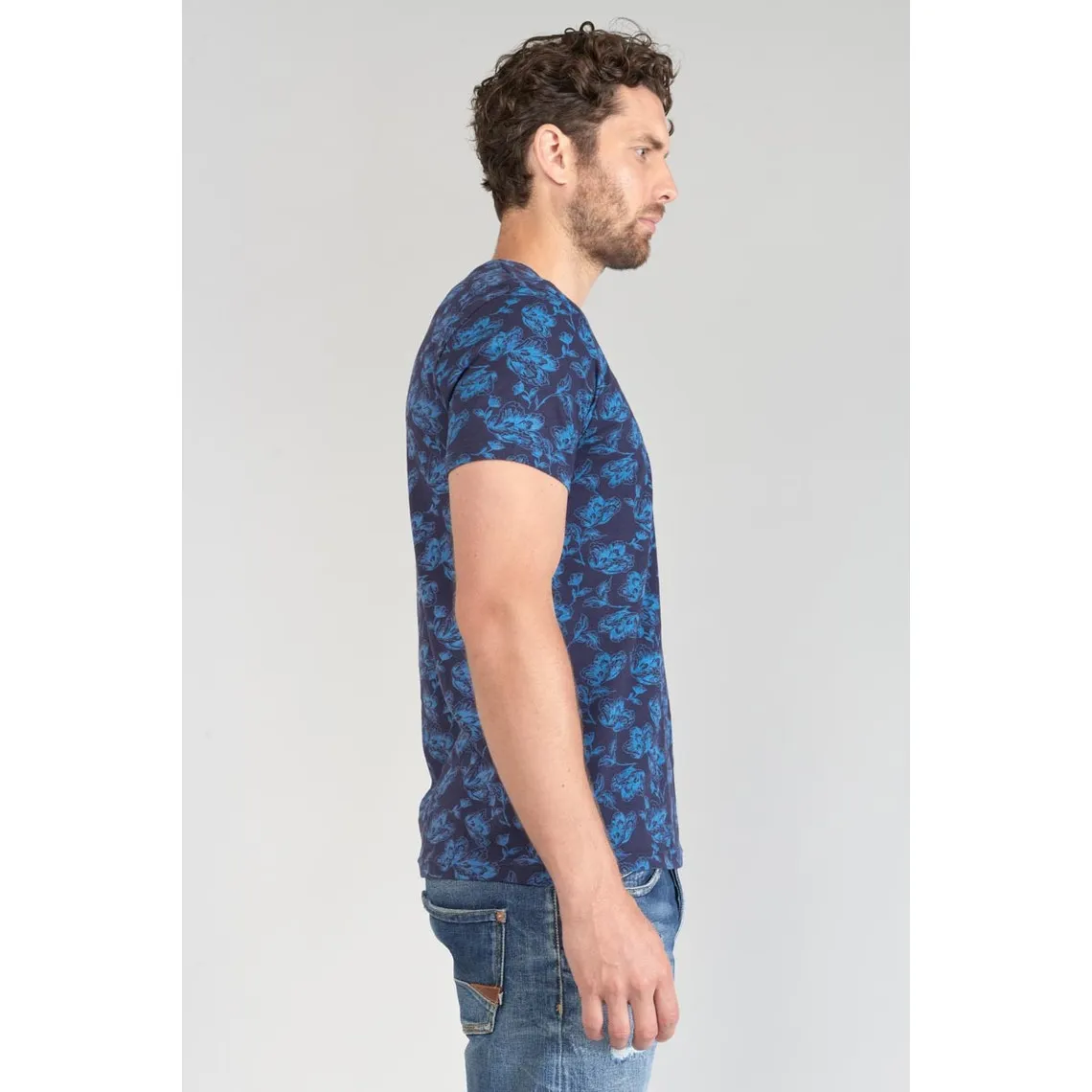 Tee-hirt CONIT bleu en coton Le Temps des Cerises - T-shirt / Polo Homme sur MenCorner