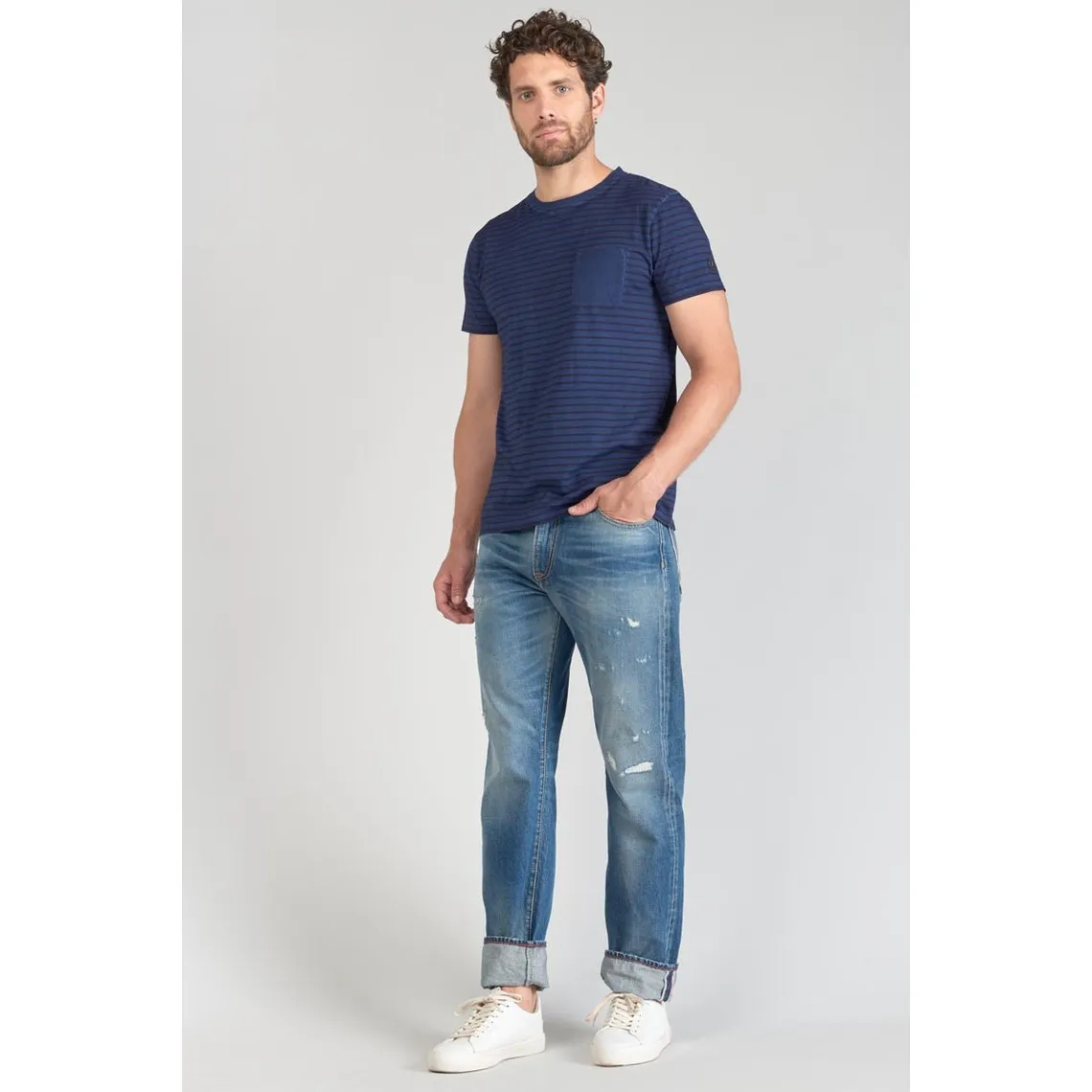 Tee-Shirt RABLE bleu en coton Le Temps des Cerises - T-shirt / Polo Homme sur MenCorner