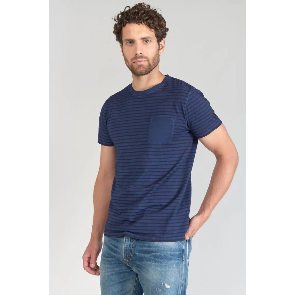 Tee-Shirt RABLE bleu en coton Le Temps des Cerises - T-shirt / Polo Homme sur MenCorner
